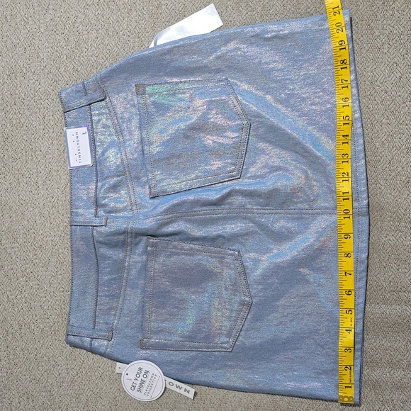 Tinseltown Iridescent Denim Mini Skirt - Size Large - Picture 8 of 10